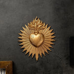 sculpture murale cœur relief feuilles bronze noir artisanal gothique décoration intérieure ornement religieux farmhouse