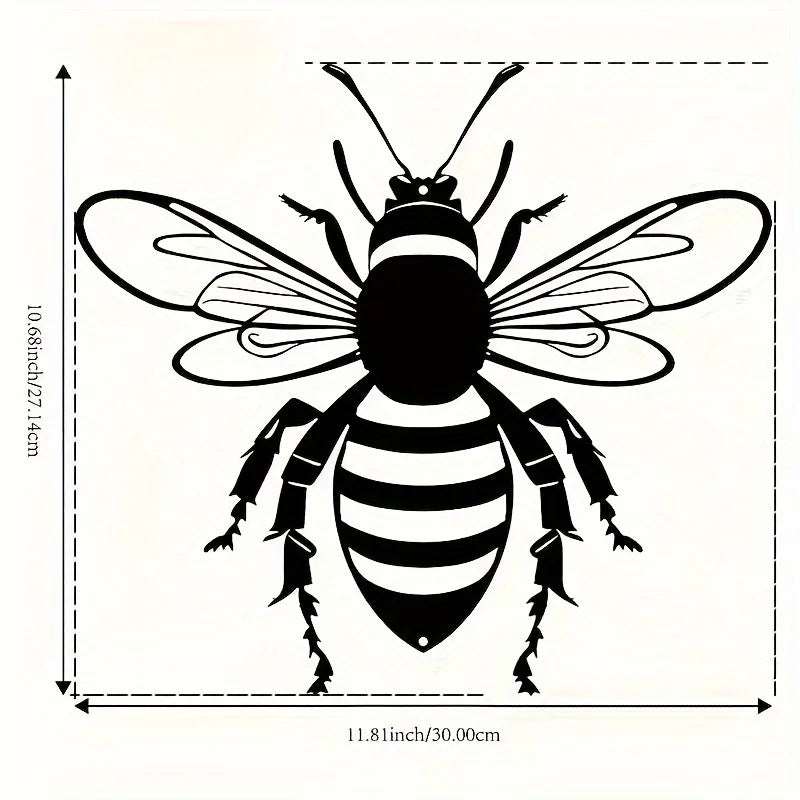 décoration murale abeille métal noir rayures blanches moderne