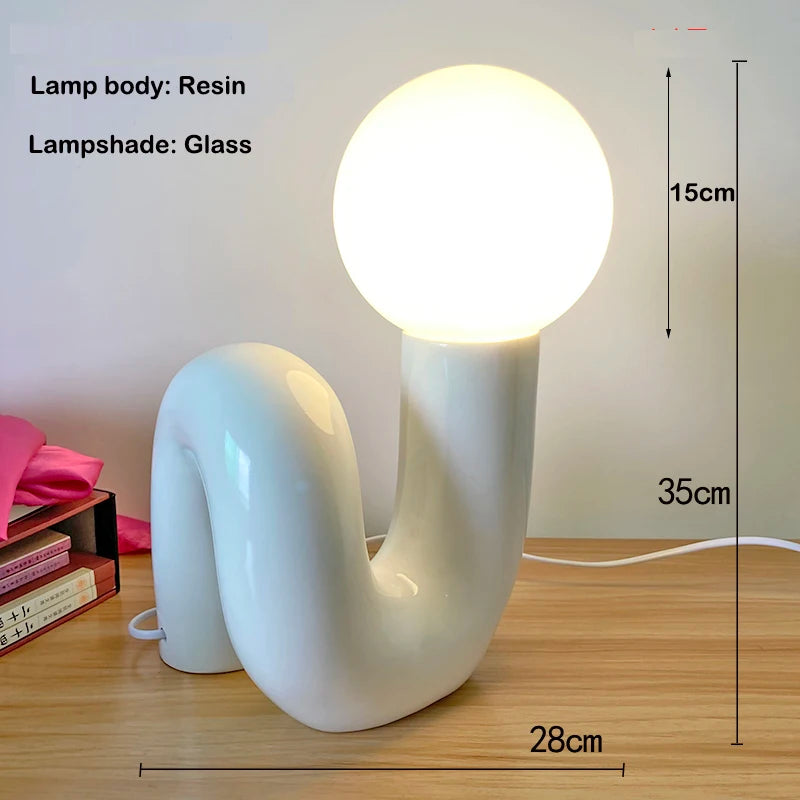 lampe table moderne rouge blanche 5w led adhésif câble électrique