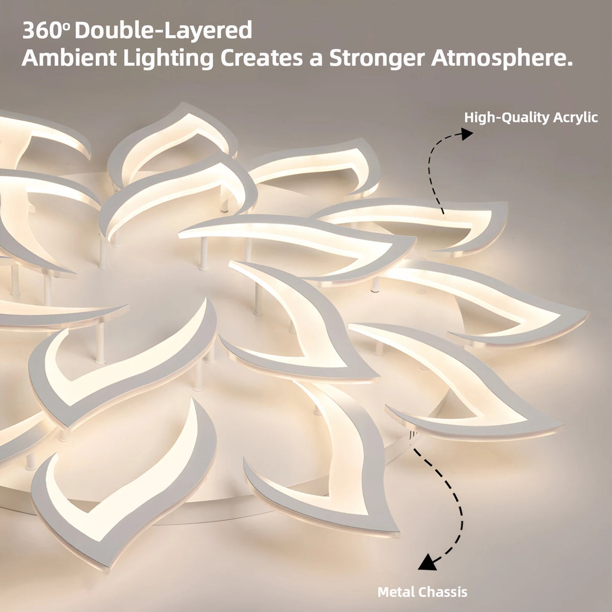 plafonnier led moderne fleur lotus blanc télécommande différentes couleursflux lumineux réglable garantie an