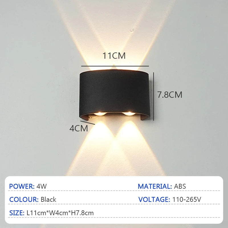 lampes murales led modernes noires étanches ip65 extérieures intérieures 2w 4w 6w 8w 10w