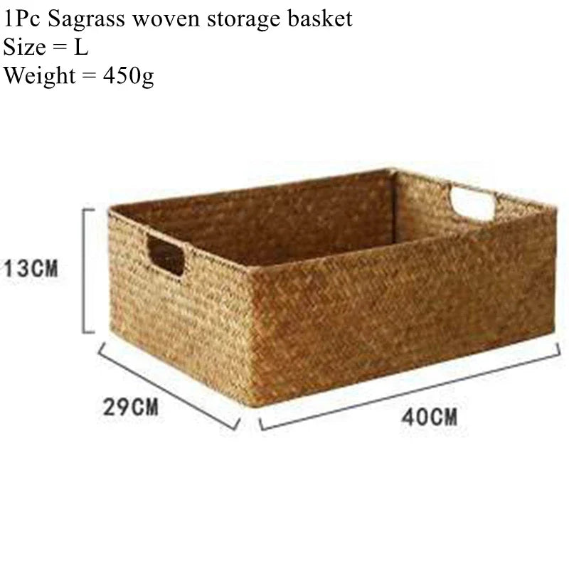 paniers tissés marron clair rustiques boho chic poignées intégrées rangement multifonctionnel écologique