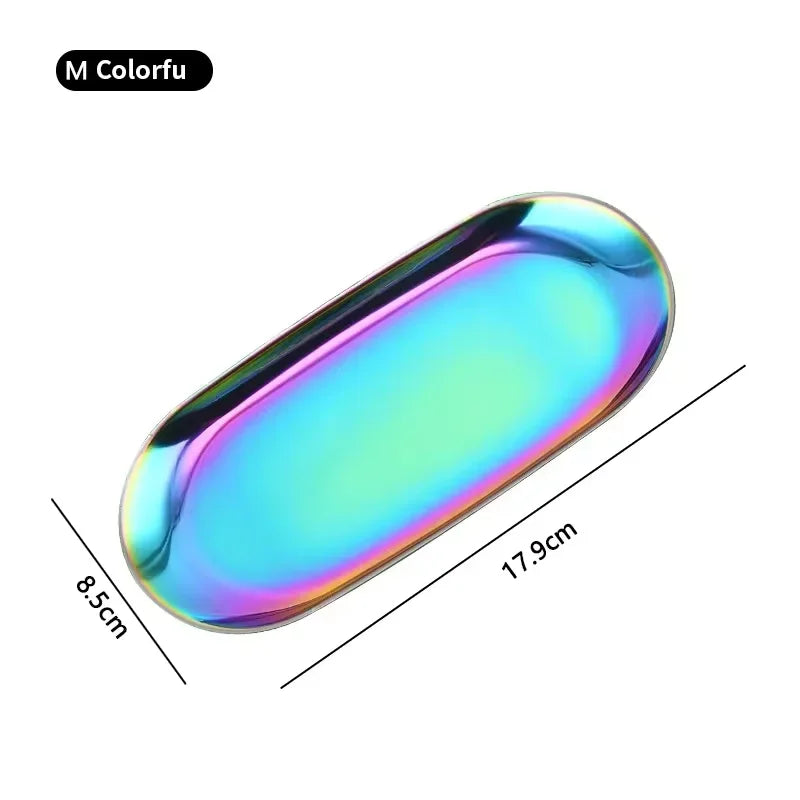 plateau forme cœur argent or violet bleu rose moderne élégant métal brillant effet miroir