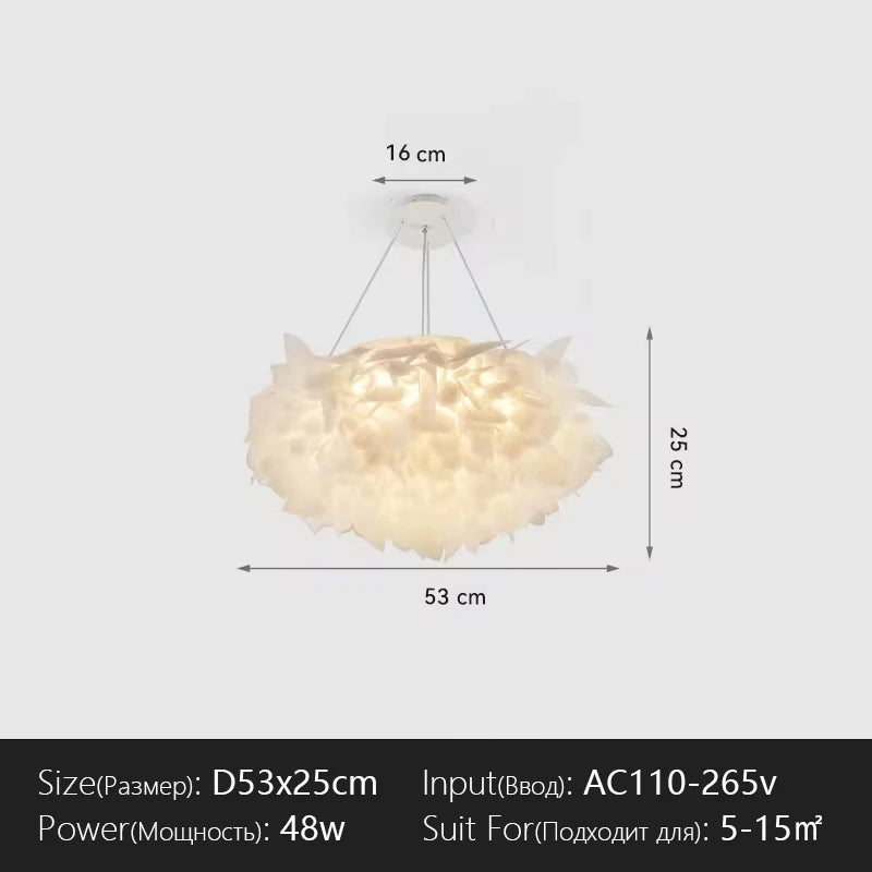 lampe suspension moderne blanc feuilles organique plaque led câbles télécommande