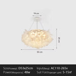 lampe suspension moderne blanc feuilles organique plaque led câbles télécommande