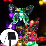 guirlande lumineuse solaire papillons transparents jaunes vertes bleues modernes modes étanches chambre salon