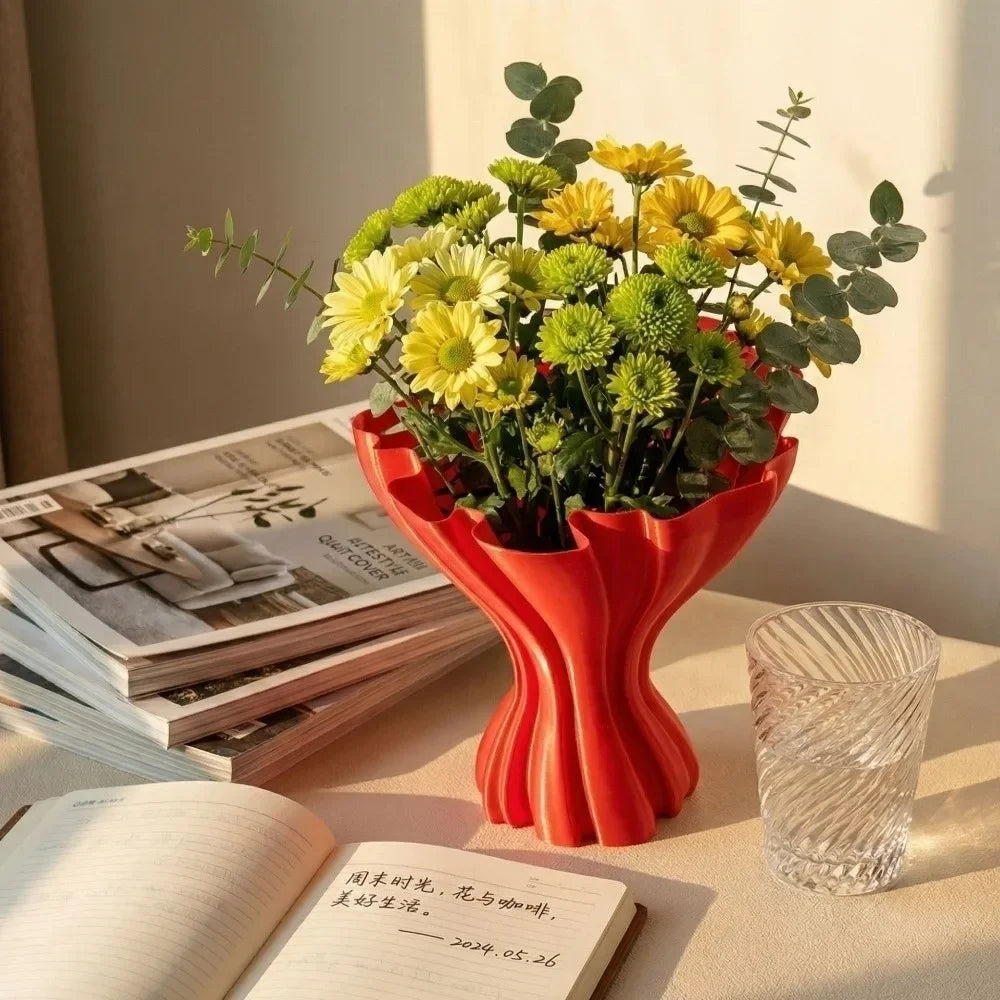 vase table moderne élégant verre cristal rose clair nœud doux