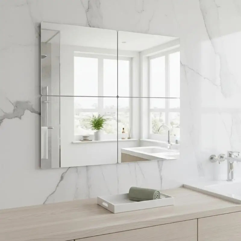 miroir mural moderne marbre blanc gris adhésif vinyle chambre décoration DIY