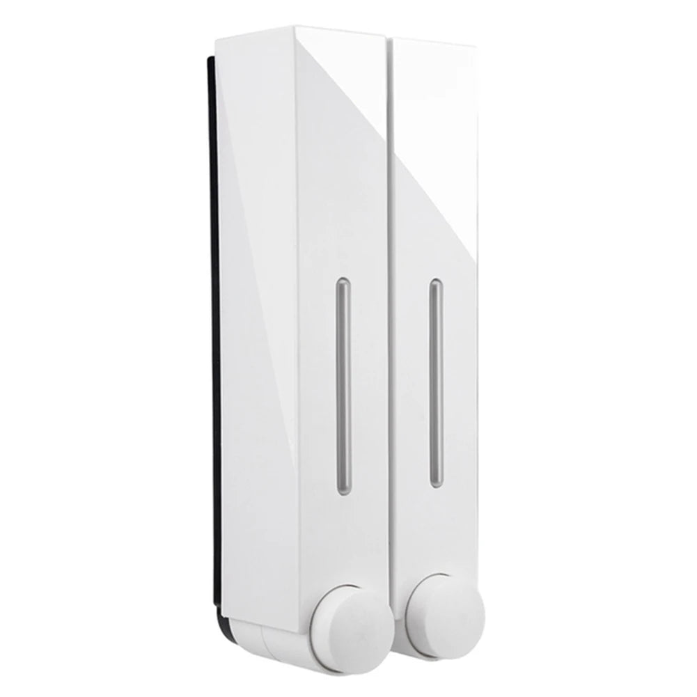distributeur savon liquide noir blanc moderne adhésif easy install hygiène salle bain minimaliste matériaux