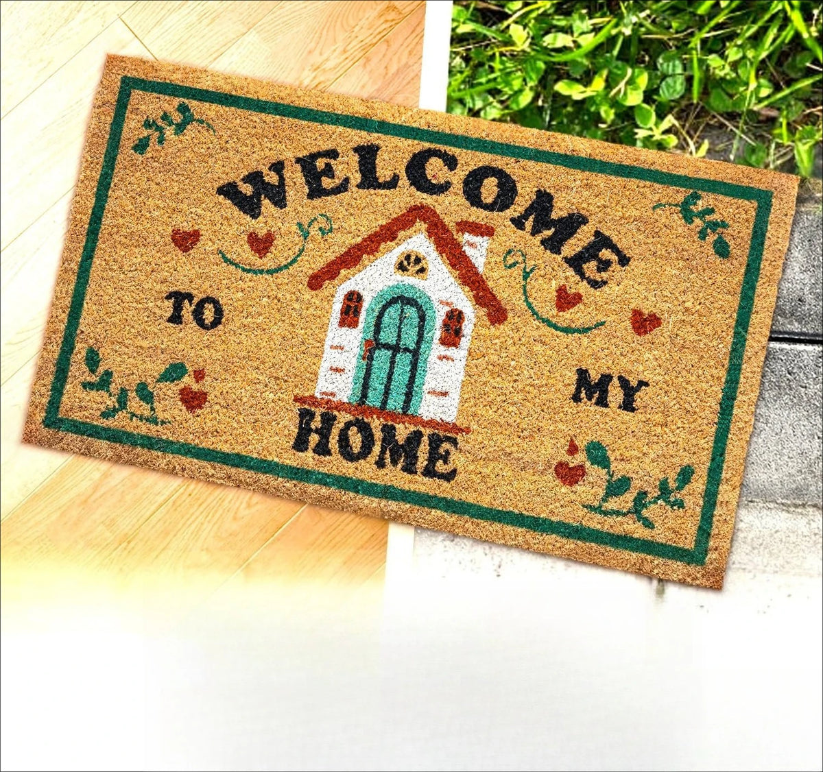 tapis d'entrée moderne motif maison antidérapant couleurs vives rustique printemps été