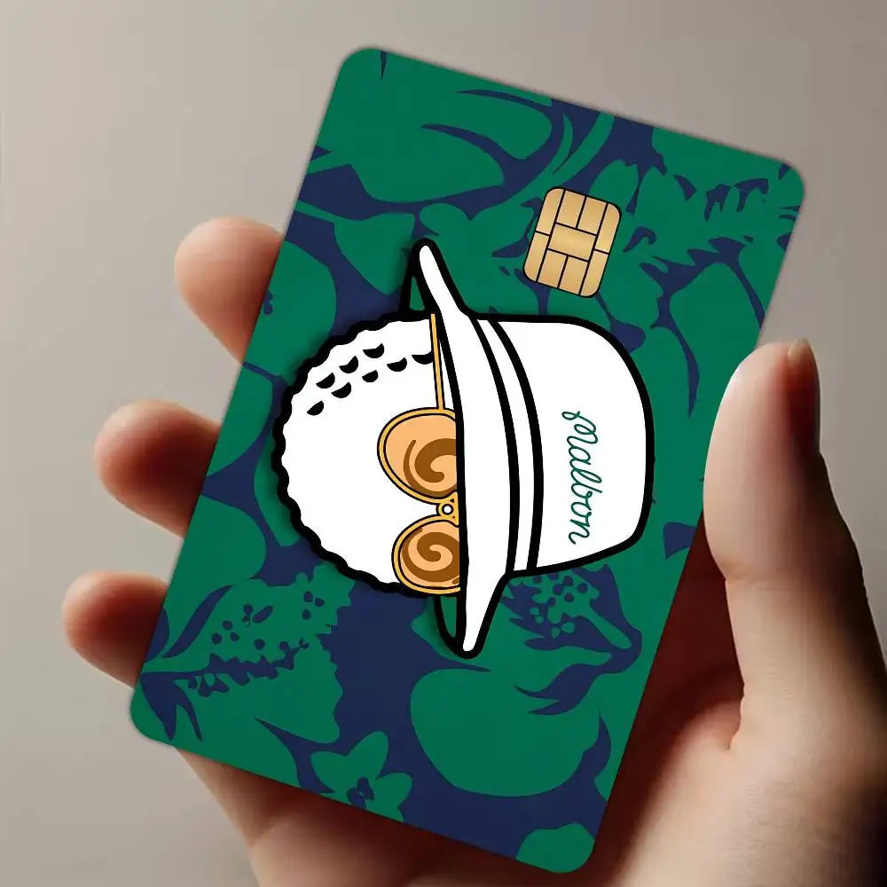 autocollant carte crédit protection personnalisable moderne imprimé floral vert bleu