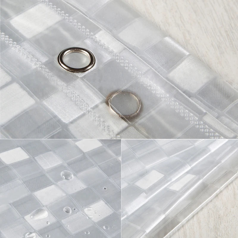 Vue de près du matériau PVC translucide du rideau de douche