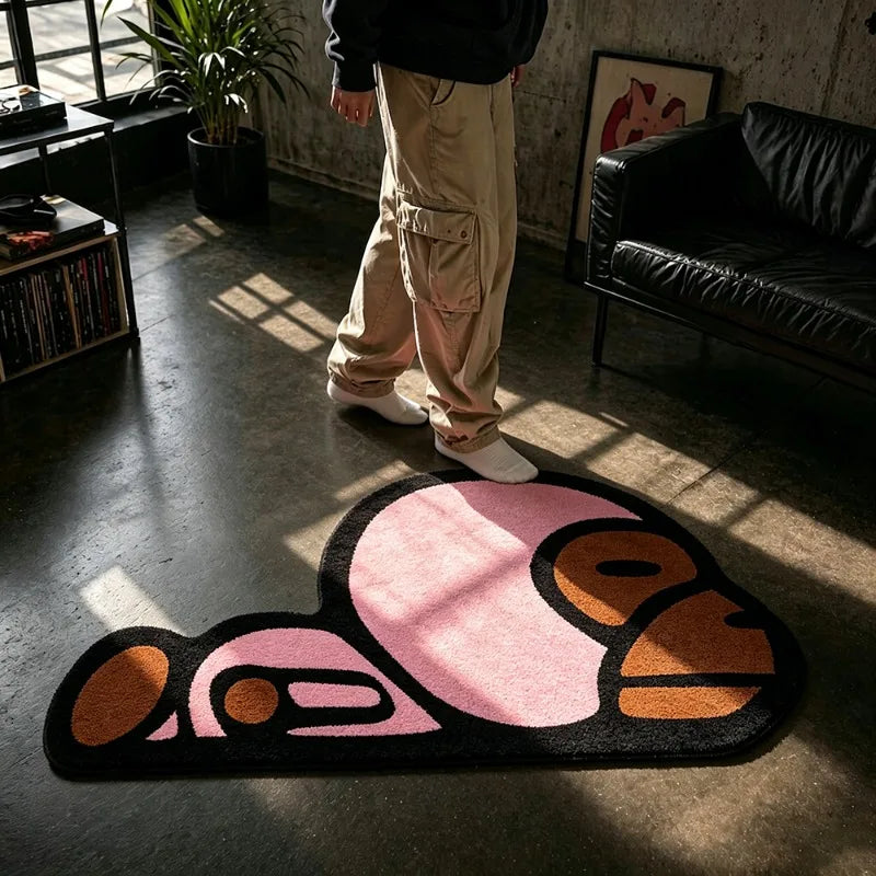 tapis dessin animé singe rose moderne chambre salon polaire polyester japonais coréen