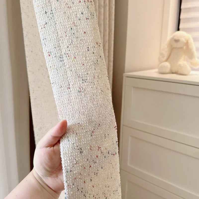 rideau moderne polyester fil teint beige clair taches colorées opaques chambre d'enfant salon français