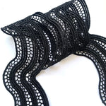 ruban dentelle noir motif ondulé 5cm large tissu polyester classique couture 2mètres écologique soluble