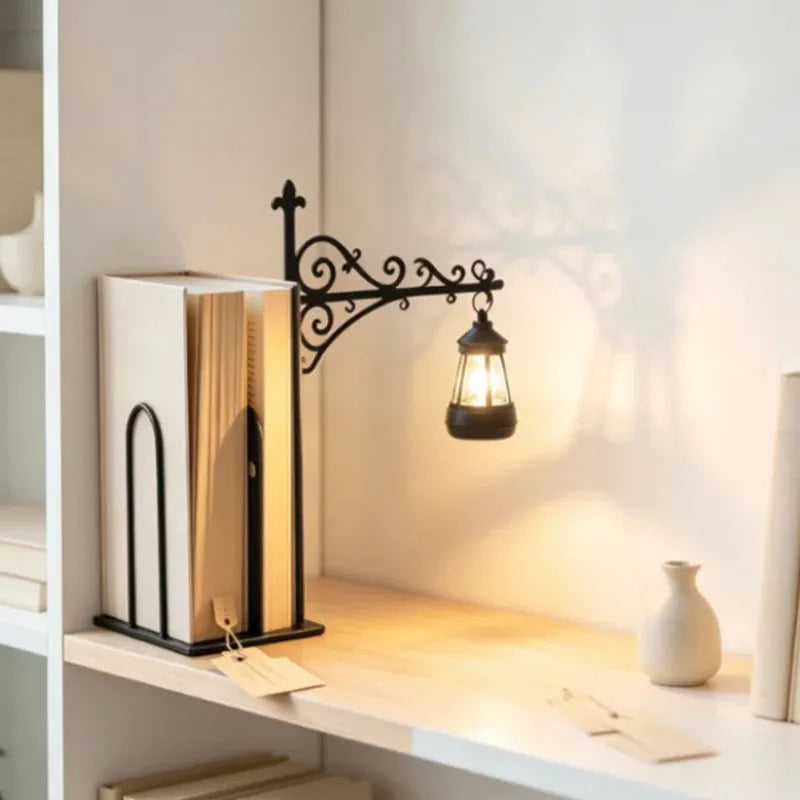 support livre lampe intégrée vintage art nouveau motifs floraux noir suspension led lecture decoration