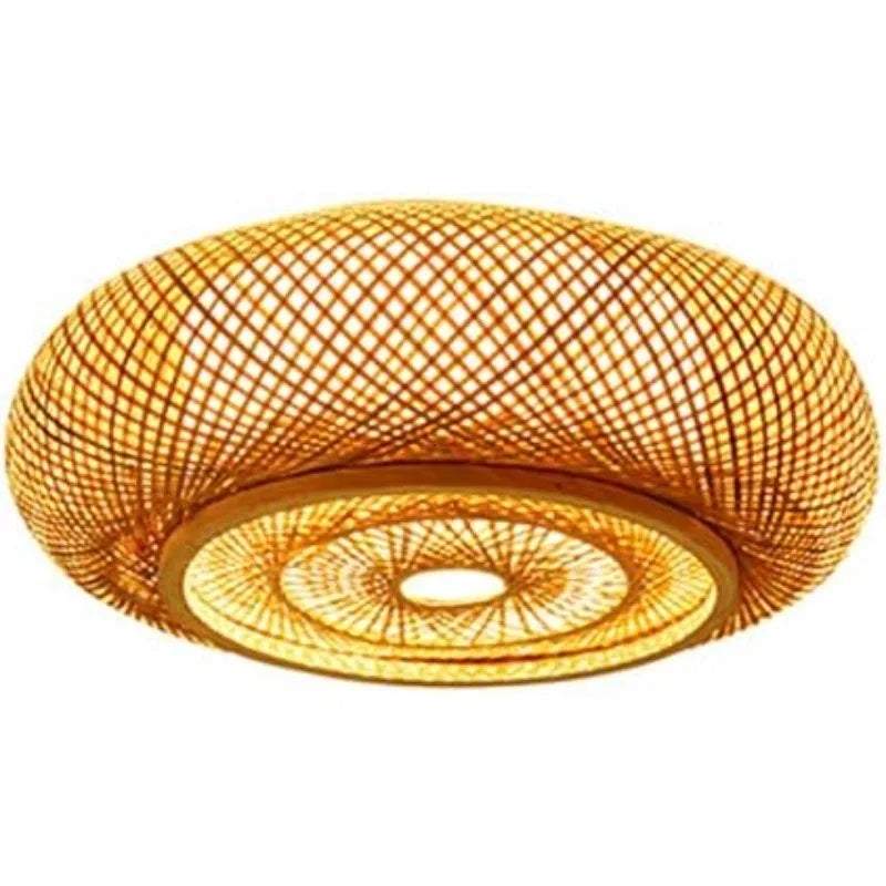 lampe suspendue tissage rotin moderne naturel 40cm 3000k 6000k tringle bambou sans ampoule