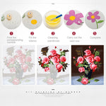 peinture numéros diy fleurs bleues vertes toile cadre bois simple facile nouveau peintre decor