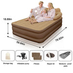 lit gonflable marron clair coussins tapis imperméables moderne confortable camping intérieur extérieur