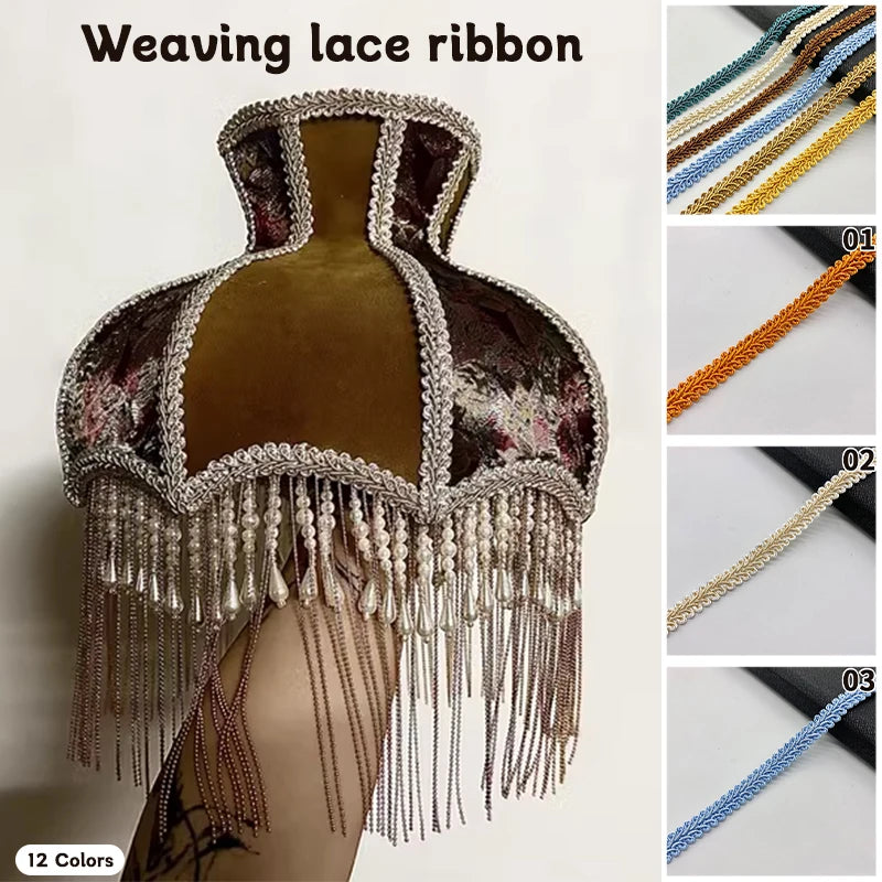 ruban dentelle polyester blanc bleu doré rouge classique 1.3cm largeur tissage opacité decoration couture