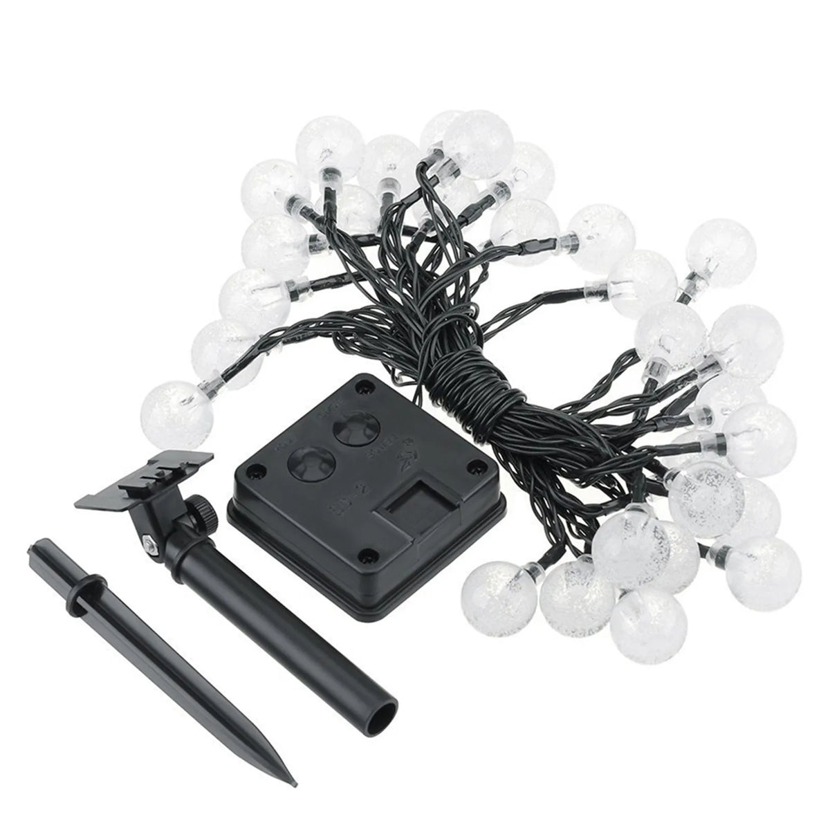 guirlande lumineuse solaire blanc doré translucides modernes noël extérieur 2000 lumens 100 led piquet