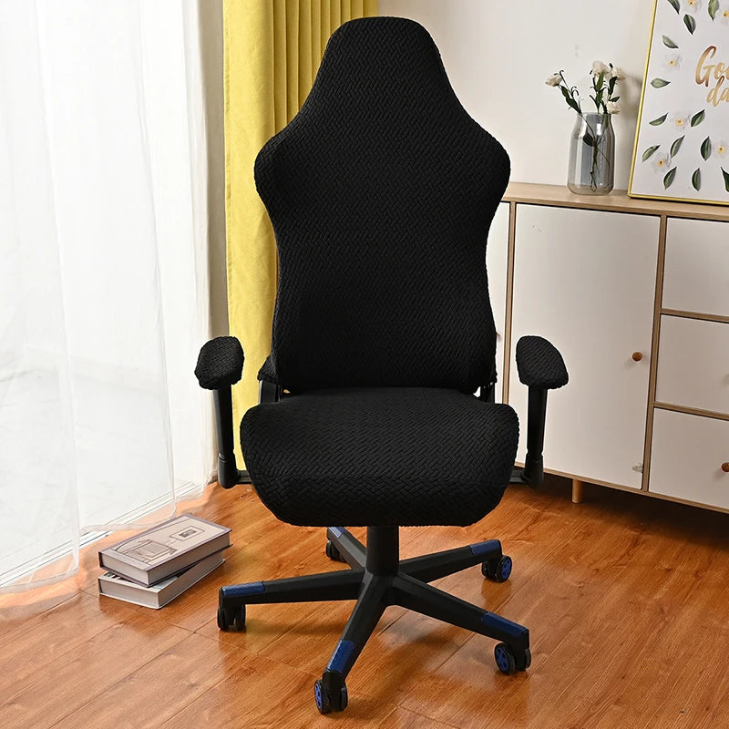 housse chaise élasthanne polyester anti salissures couleurs noir blanc gris moderne ergonomique adjustable roulettes