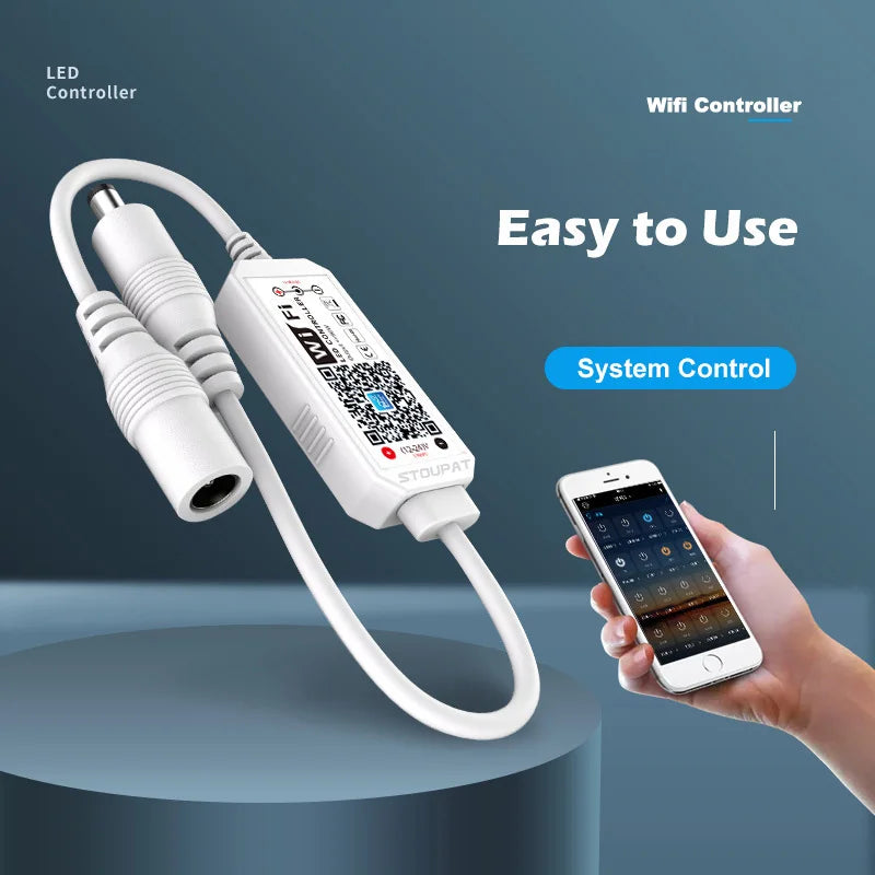 contrôleur led wifi blanc moderne connecteur qr code app alexa google
