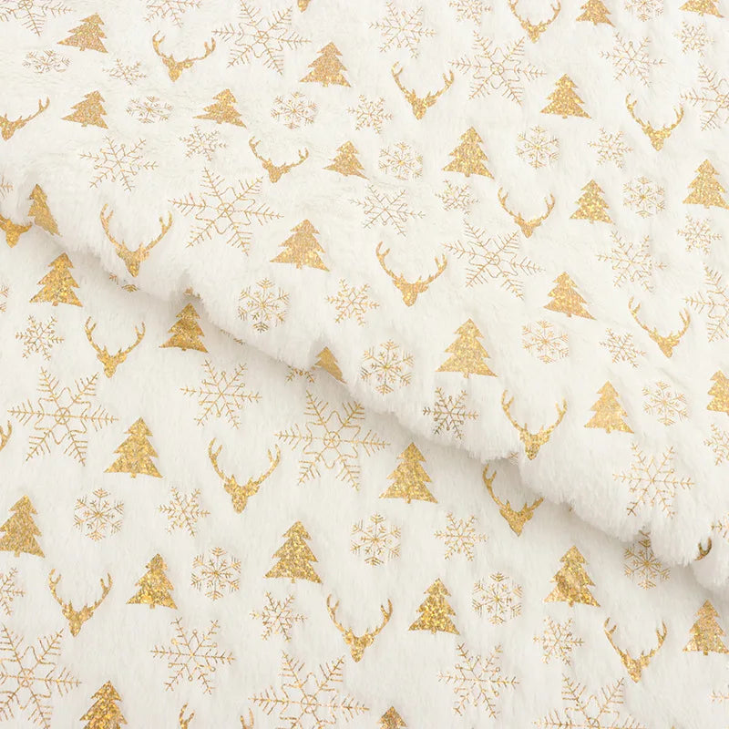 tissu velours polyester flocons sapins cerfs blanc rose vert rouge décoration noël coussins festive