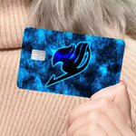stylo animé fairy tail carte bancaire sticker réutilisable étui occlusion moderne bleu effets feu