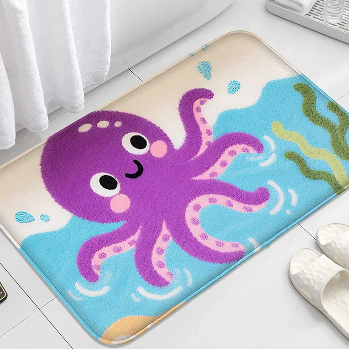 tapis sol salle bain antidérapant oiseau jaune enfant moderne respectueux environnement