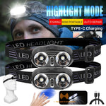 lampe frontale led noire réglable ceinture ajustable mode sensoriel torchon rechargeable camping