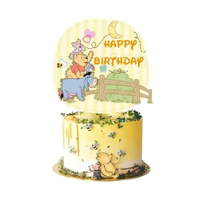 décorations anniversaire winnie pooh multicolore cupcakes gâteau adhésif dessins animés friends cartoon festives fournitures