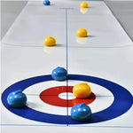 jeu curling table société familiale pierres bleu rouge blanc plateau concentrique sportifs