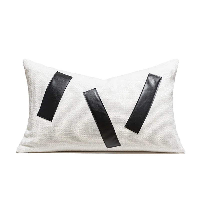 coussin géométrique laine coton contemporain beige gris noir décoratif sofa lit voiture
