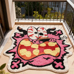 tapis dessin animé polyester antidérapant moderne rose noir blanc orange