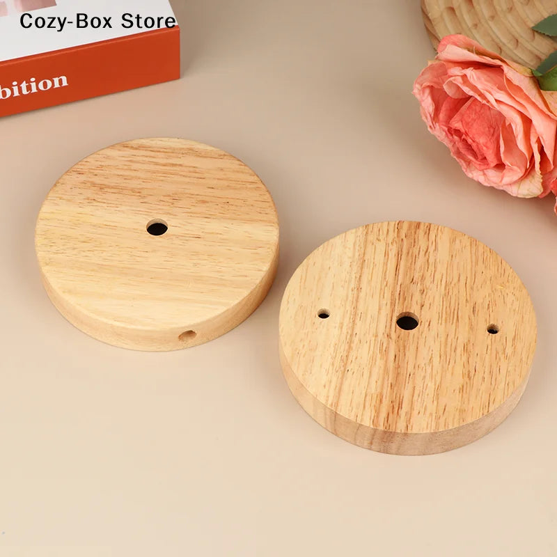 support lampe bois naturel moderne vis clip suspension minimaliste écrous plaque métallique