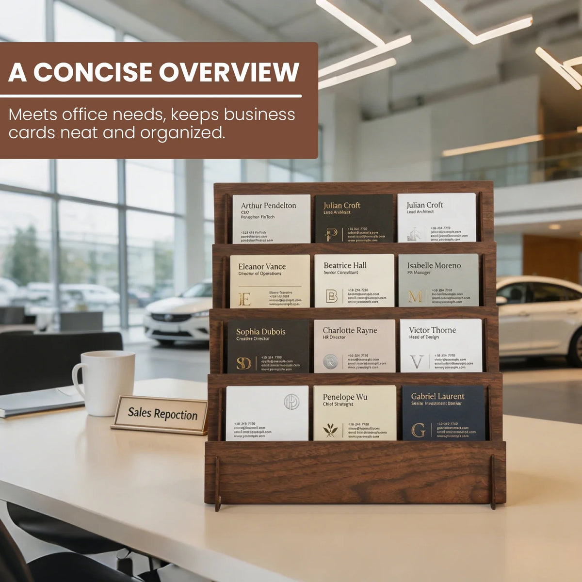présentoir bois quatre niveaux moderne support cartes visite brochures salons artisanat retail echangiste écologique