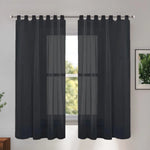 rideau gris moderne polyester transparent 132x241cm 2pièces chambre salon decoration