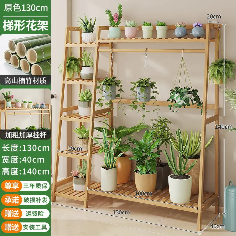 étagère plantes bois naturel moderne vis fixations pots différents 80cm largeur