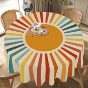 nappe bohème soleil jaune imperméable vintage rétro table terrasse motif rayures concentriques