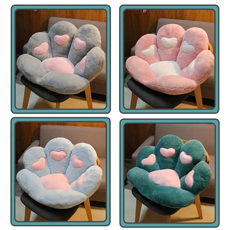coussin patte chat peluche coeurs blancs doux lit amovible lavableDecoration mignonneAdultes