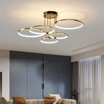 lampe suspendue or noir anneau circulaire moderne led télécommande chambre cuisine