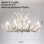 lustre rustique cornes cerf blanc doré salon chambre hotelambiante 10~15ampoules e14