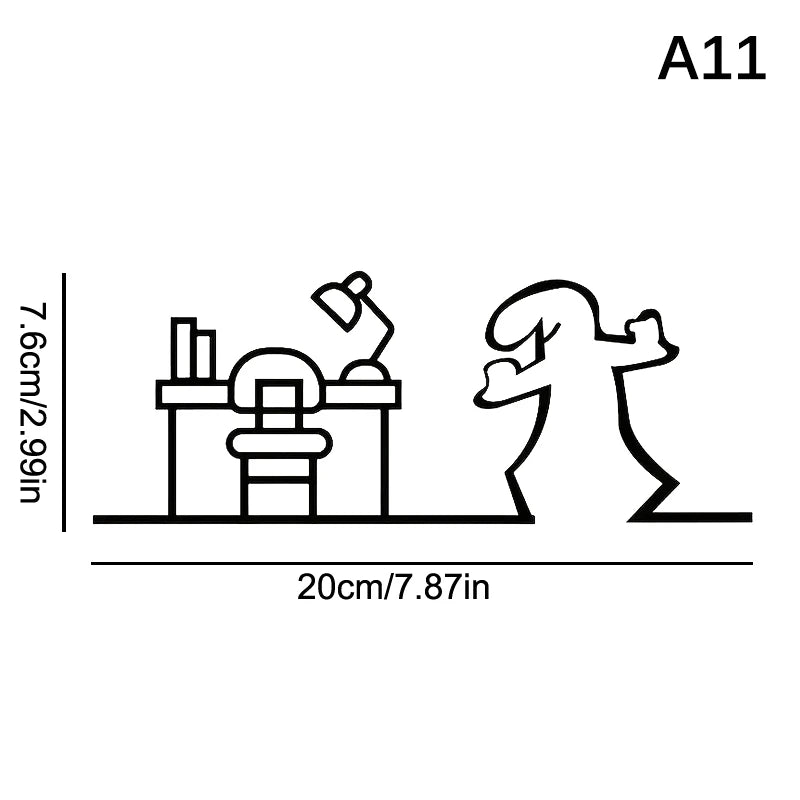 autocollant mural minimaliste noir silhouettes personnages cuisine toilettes abstrait chambre cuisine salle bain