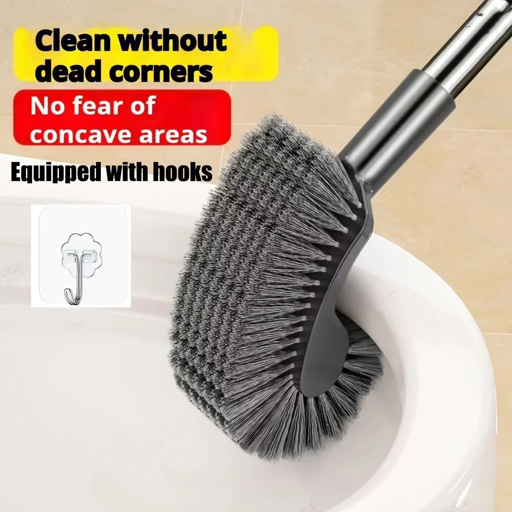 brosse wc acier inoxydable gris bristles noirs moderne adhésif crochet long manche