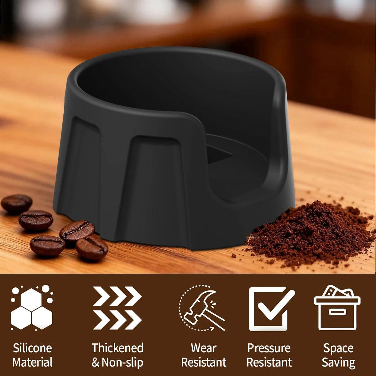 tapis silicone antidérapant espresso compactage broyage assistance préparation noir moderne fonctionnel
