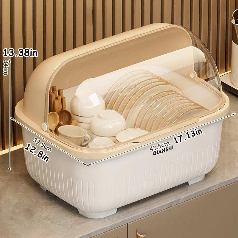 organisateur vaisselle blanc beige violet moderne drainage assiettes bols cuillères tasses rangement hermétique multifonctionnel