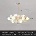 suspension lumineuse moderne multicolore boules translucides branches métalliques led salon chambre