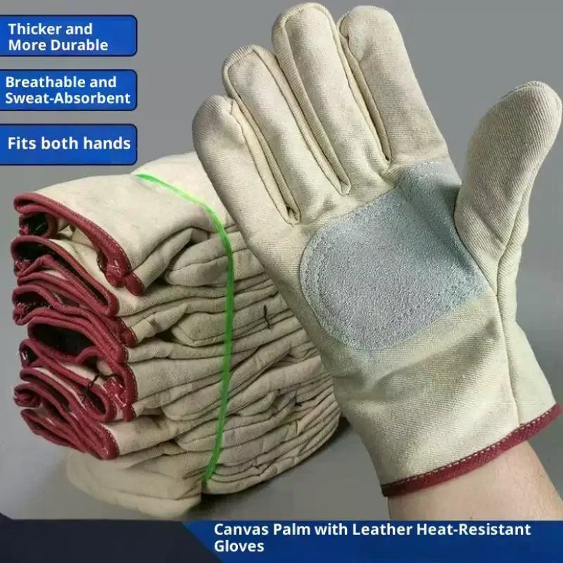 gants travail toile épaisse cuir paume beige gris rouge protection sport