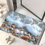 tapis sol moderne plage galets vague bleu clair blanc gris beige